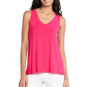 Time and Tru Women's High Low Sleeveless Jersey Tank Top, Size S (4-6) Pink